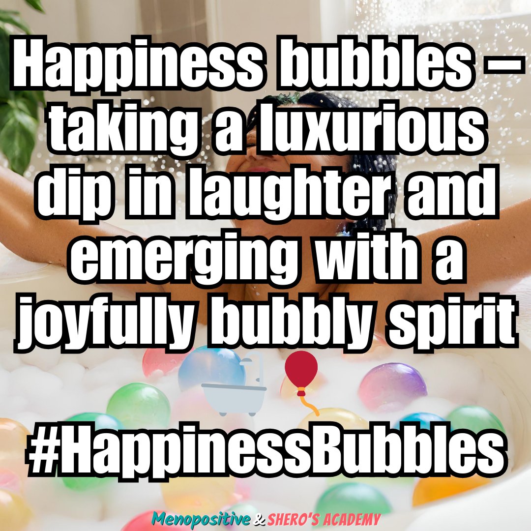 Happiness bubbles – taking a luxurious dip in laughter and emerging with a joyfully bubbly spirit 🛁🎈 #HappinessBubbles #menopositive #menopause #perimenopause #badass #sherosacademy #mindsetcoach #transformationcoach #lifecoach