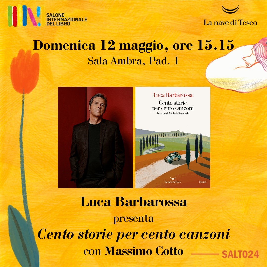 Il 12 maggio alle ore 15:15 sarò al al @SalonedelLibro (Sala Ambra) di Torino, in compagnia di @massimocotto, per parlare di “Cento storie per Cento Canzoni'. @lanavediteseoed @OTRlive #SalTo24