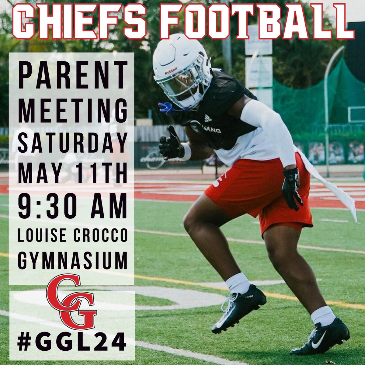 Looking forward to seeing you all at our Chiefs Football Parent Meeting this Saturday. #GGL24 🔴⚪️🛎️🗣