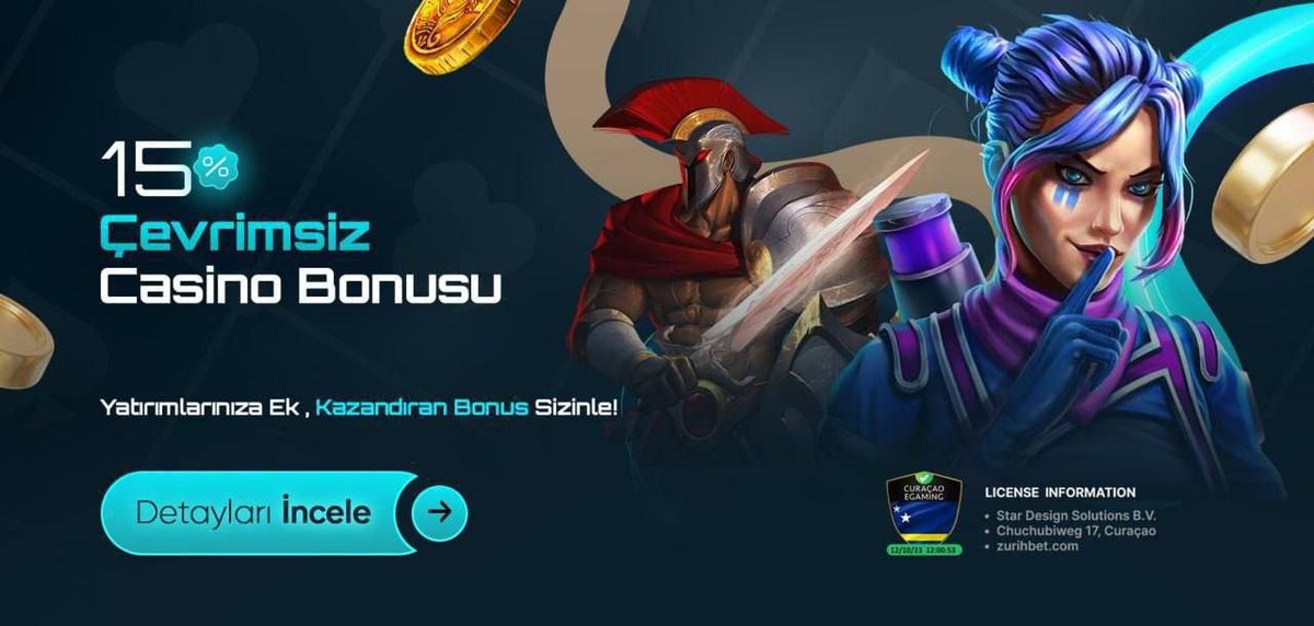 ZurihGame's tweet photo. 🎰 #Zürihbet'ten Casino Severlere Özel Bonus!!
🎁 %15 Çevrimsiz Casino Yatırım Bonusu!

🤑 Casino yatırımlarınız artık hem daha eğlenceli hem de daha kazançlı..!

🔓 Kalitenin Ve Kazancın Adresi;
🔗 https://t.co/0B9TCzooj1 https://t.co/yyvZiMTmAq