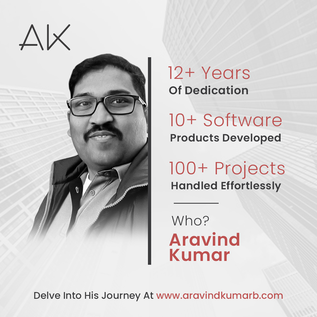 With utmost dedication and commitment, Aravind Kumar B has mastered IT Strategy, Business Expansion, and People Management. He holds 12+ years of experience in software development and execution. For More Details, Visit: aravindkumarb.com

#teamsuccess #leadershipexcellence