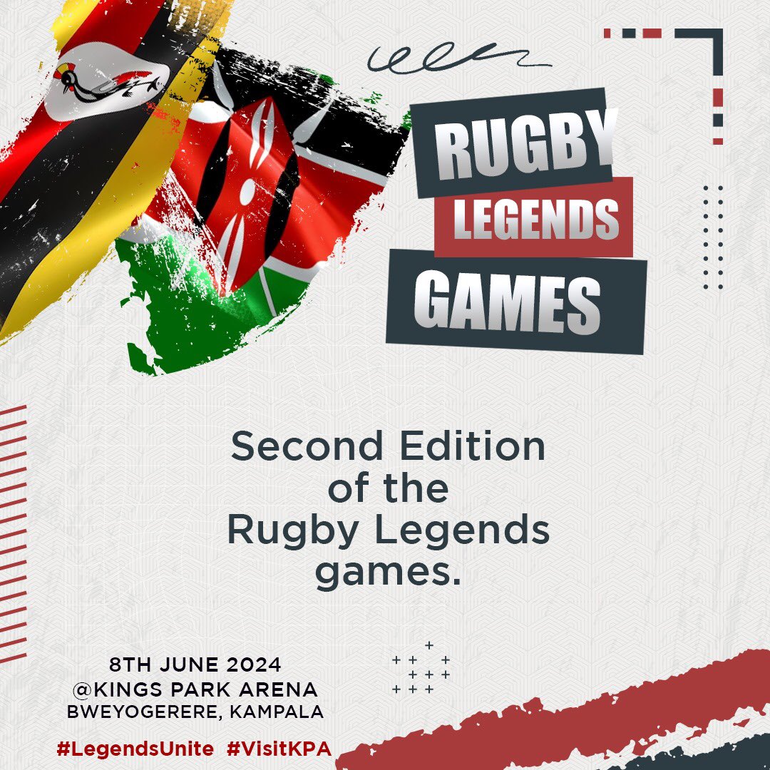 The Second edition of the Legends encounter. First Edition played last year with the 1st leg at Kyadondo and 2nd leg in Nairobi. The @LegendsNondies won both. Save the date as the @RugbyUGLegends prepare to claim victory in the Second Edition. #LegendsUnite #VisitKPA