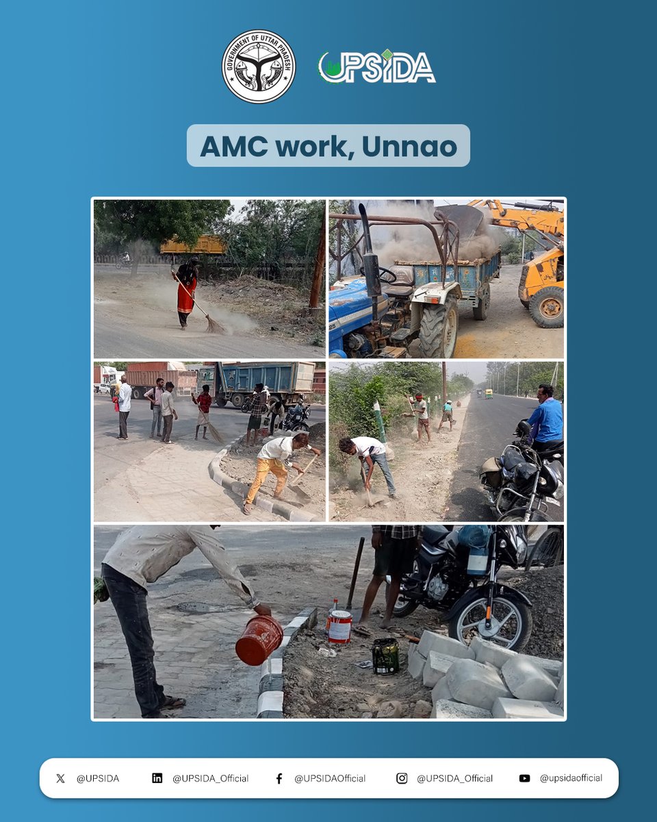 Annual Maintenance Contract work is in full swing at the UPSIDA industrial area, Unnao! Cleaning, painting, drain clearing, road upgrades, and horticulture enhancements are currently underway, ensuring a pristine and functional environment for our industrial areas. #UPSIDA…