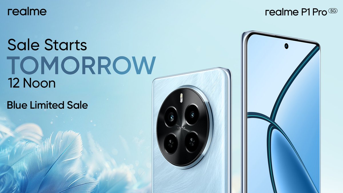 Be ready to beat the midweek blues with the best curved display of #realmeP1Pro5G

Get ready to shop tomorrow with the Blue limited sale starting from 19999 🕜

Know more: bit.ly/49Dw2sD