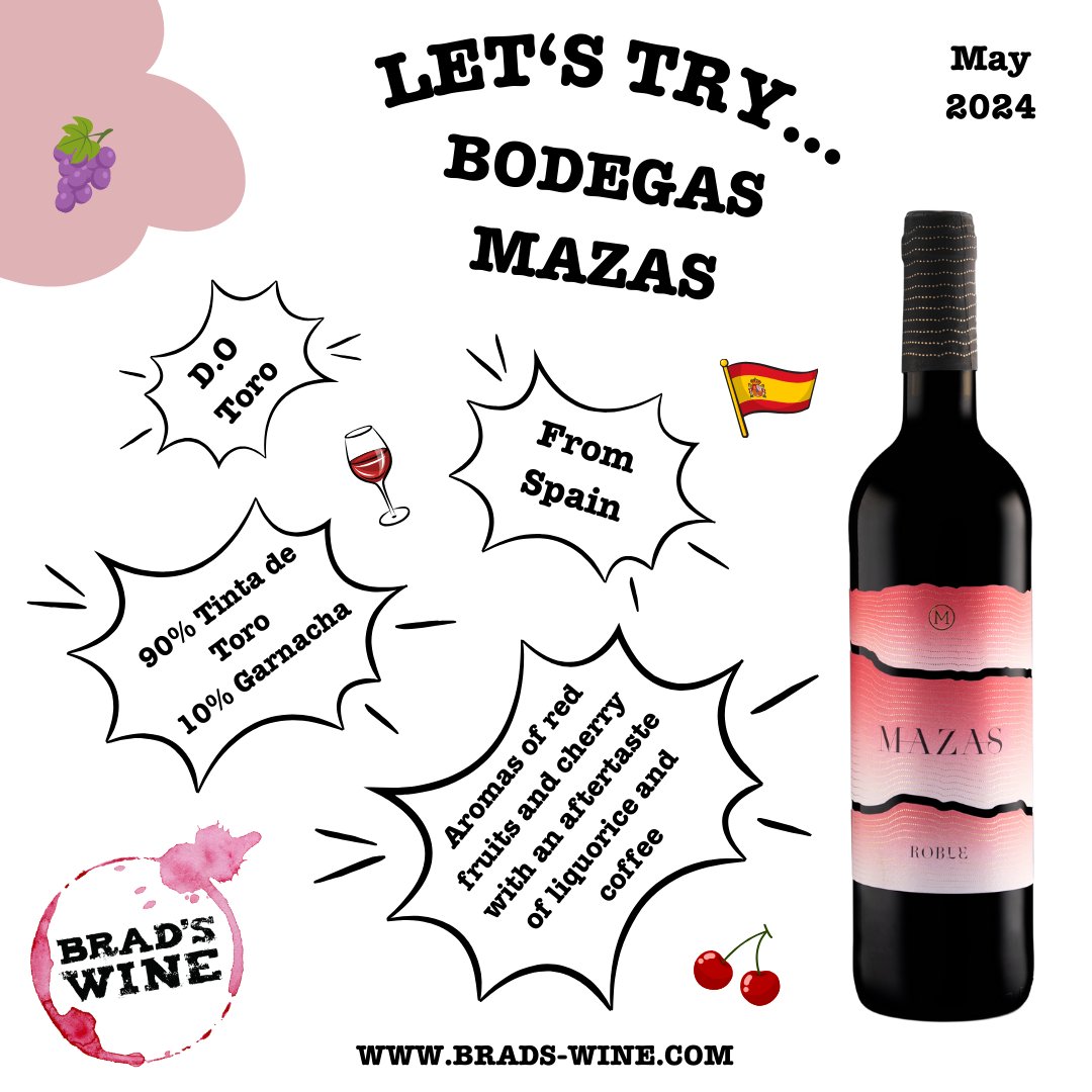 Mazas 2021 Roble . Toro, Spain
Deep ruby colour with purple hues, elegant and fresh. Intense flavours of black cherry, red fruit and a touch of liquorice. Matches best with red meats, lamb, roast meats, and game dishes.

#winelife #winetasting #wineblogger #winestagram #wino
