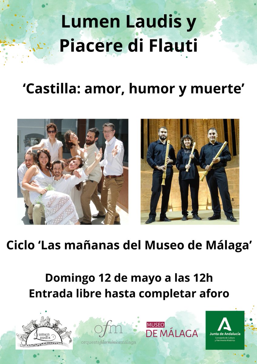 Este domingo por fin tendrá lugar nuestra participación en el ciclo de la OFM 'Las mañanas del Museo' #Malaga, con facetas que poca gente se imagina en la #musicaantigua. Entrada libre, en el patio del <a href="/MuseoMalaga/">Museo de Málaga</a>.