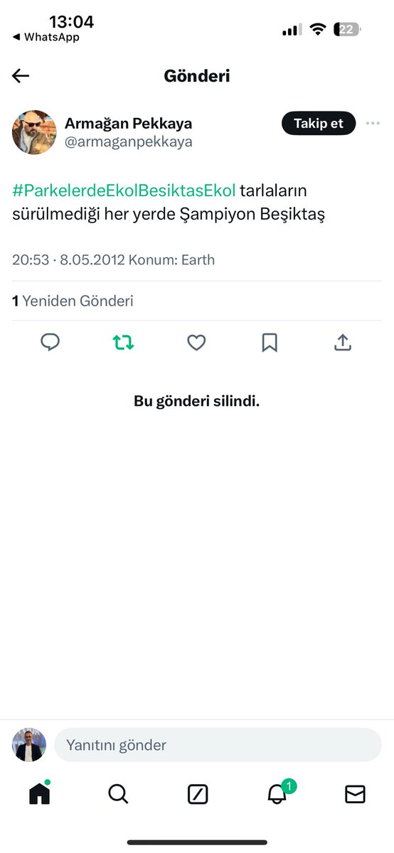 Niye siliyorsun ki? Arkasında dur yazdıklarının Armağan...Gazetecilere yalan haberler sızdırmaya benzemez bu işler. Bir şey yapıyorsan arkasında duracaksın.