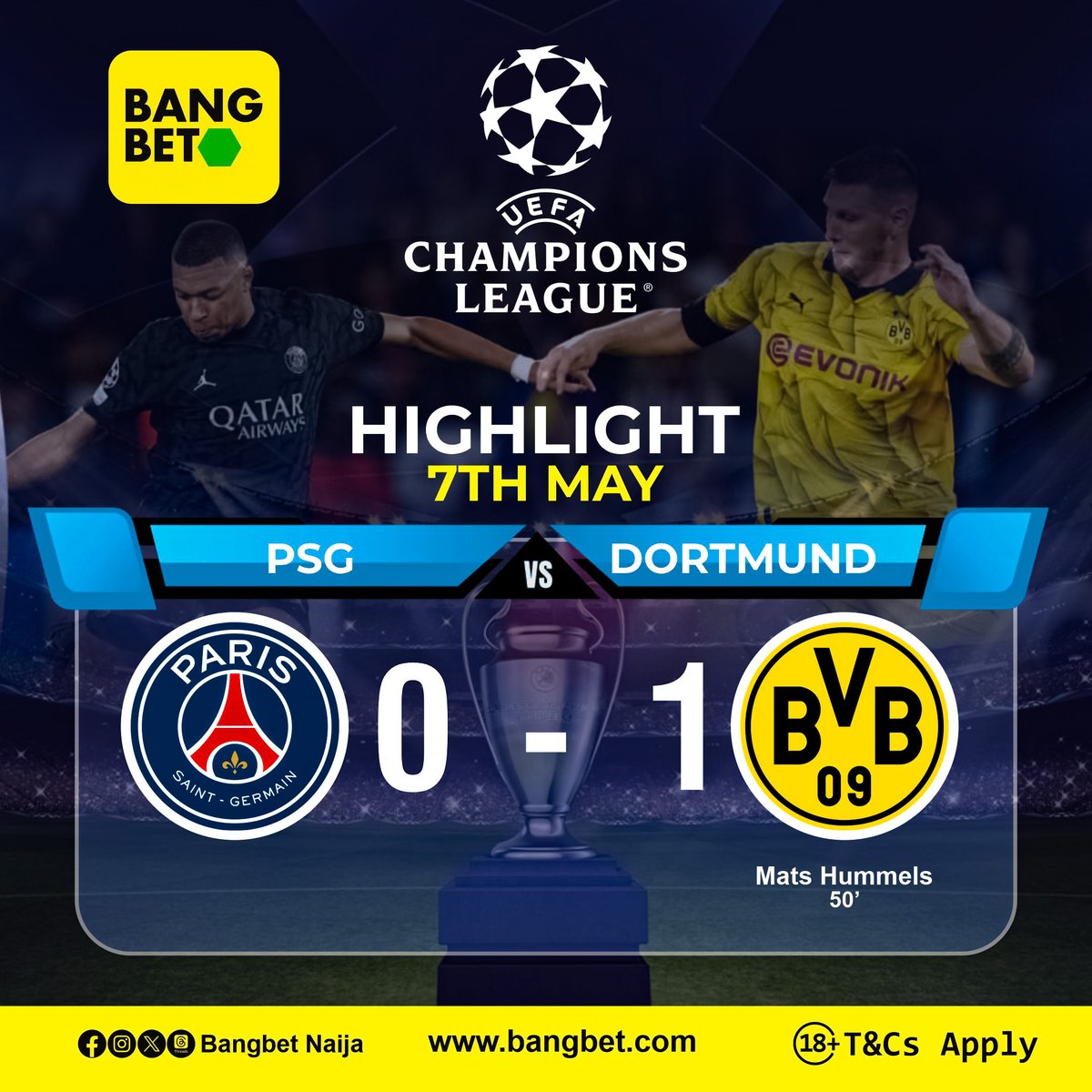 Someone said If it was in Africa that PSG VS DORTMOUND game was played, we will assumed @dortmund
 use juju for both leg. PSG just dey hit post up and down 😁😁

#Update #bet #Betting #sportnews #Bangbetnaija #Bangbet #footballnews