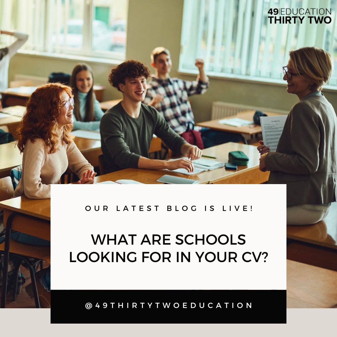 After speaking to several International Headteachers, this is what we conclude they are looking for in a CV. 

Read our BLOG to find out - 49thirtytwo.com/blog/nj9qs7sp4…

#teacherrecruitment #teacherstudent #teachersoftwitter #teacherlife
