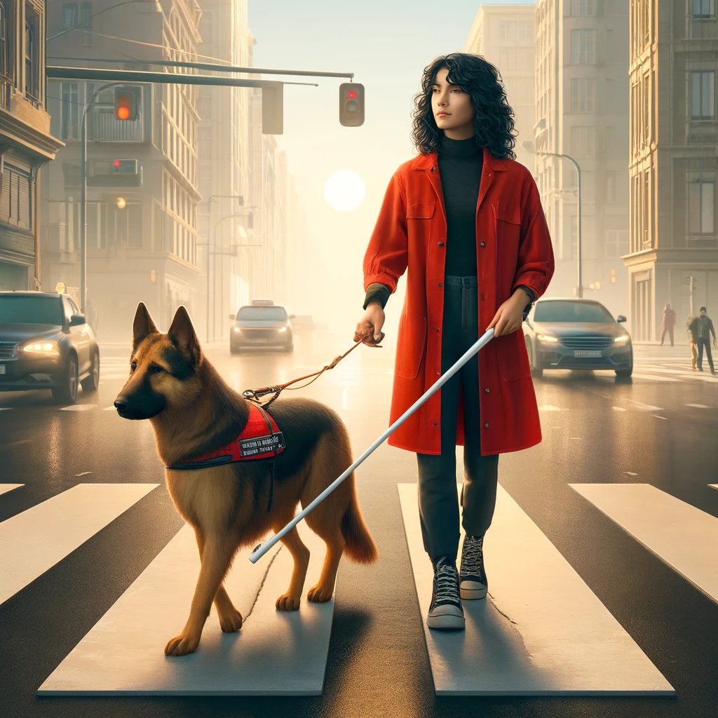 Guided by love and trust 🐕❤️, a woman confidently crosses the street with her loyal German Shepherd by her side. @siddipetme  #GuideDog #IndependenceDay #trust #petlovers