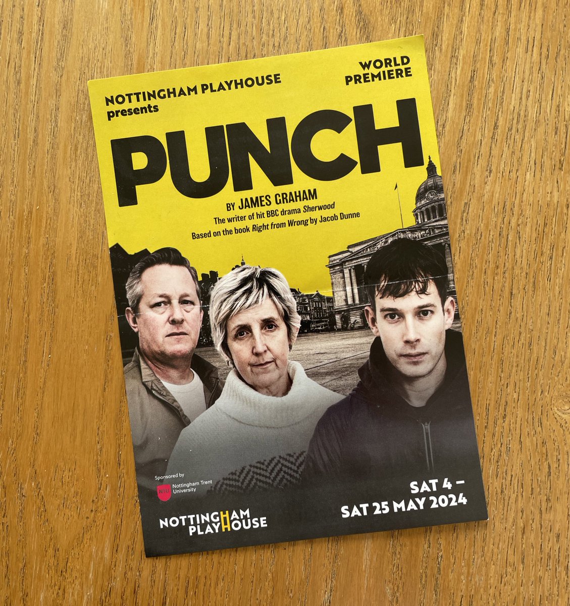 Saw the excellent Punch last night @NottmPlayhouse. Really powerful piece of theatre, showing the results that forgiveness & hope can have after a tragedy. Beautifully written and the cast, led by David Shields, were fantastic. Congrats to @mrJamesGraham and the entire team! 👏