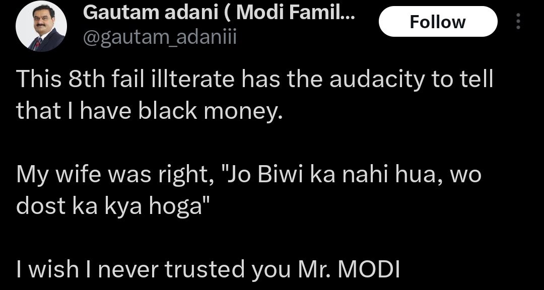 Big statement against Modi from adani. 
#GautamAdani #NarendraModi