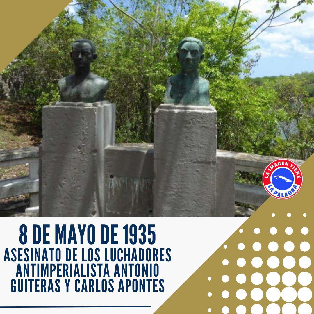 #Cuba. Un día como hoy pero del año 1935, fueron asesinados los luchadores antiimperialistas Antonio Guiteras y Carlos Apontes.¡La patria os contempla orgullosa! #CubaViveEnSuHistoria
