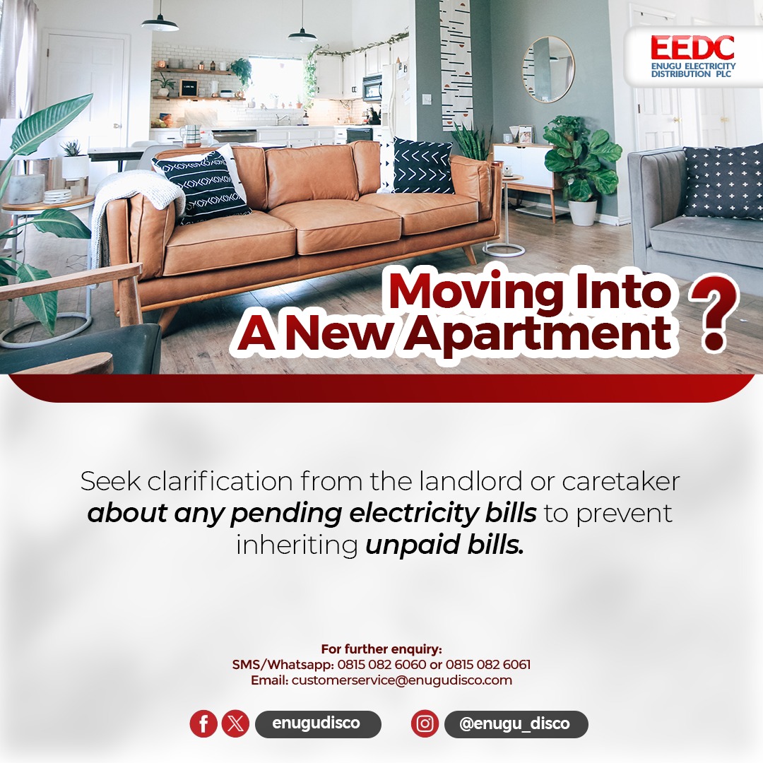 Ensure you always observe this before packing into a new apartment to avoid stories.
#AskQuestions
#InformationIsPower
#EEDCCares