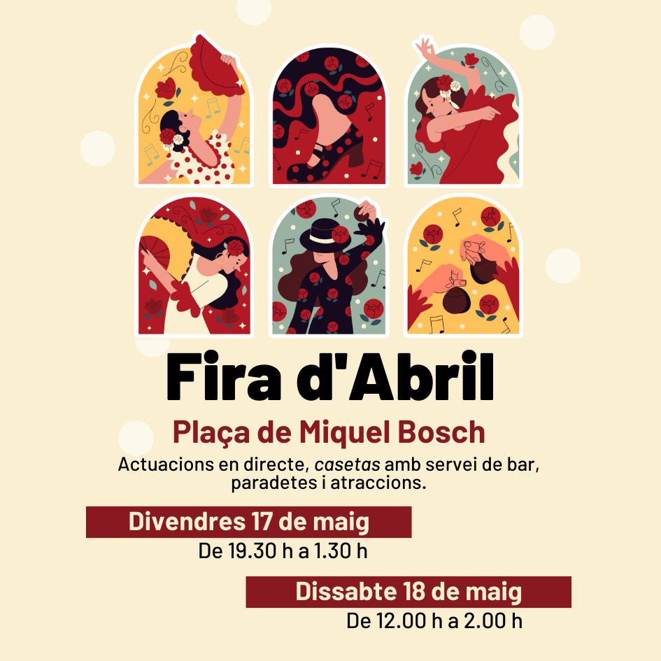 💃Bigues i Riells del Fai celebra la 3a Fira d'Abril💃 El 17 i el 18 de maig la plaça ​de Miquel Bosch s'omplirà de casetas, actuacions en directe, paradetes i atraccions👉bit.ly/3JUY20l