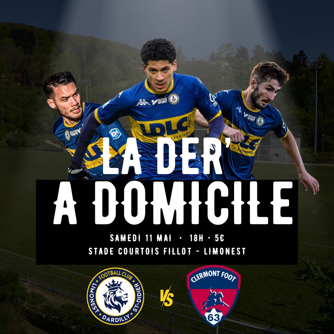 𝑵𝒂𝒕𝒊𝒐𝒏𝒂𝒍 𝟑 (𝑱𝟐𝟓)🟡🔵 📆 samedi 11 mai 2024 🕦 18h 🆚 @ClermontFoot B 🏟️ Stade Courtois Fillot | Limonest #fcldsd