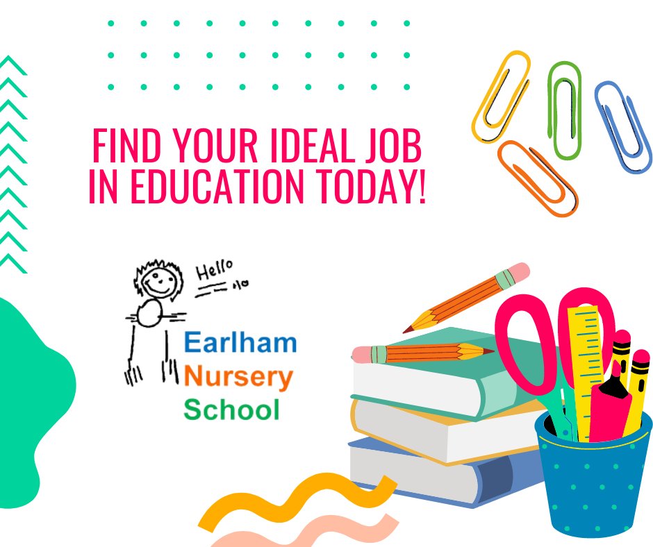 🌟Earlham Nursery School, Norwich, are recruiting an Early Years Class Teacher!🌟

✏Permanent
✏Full Time
✏Required for September 2024

📅Closing date: 10 May 2024

For more info and to apply⬇
educationjobfinder.org.uk/job/4c6aef11-c…

#educationjobs #teachingjobs