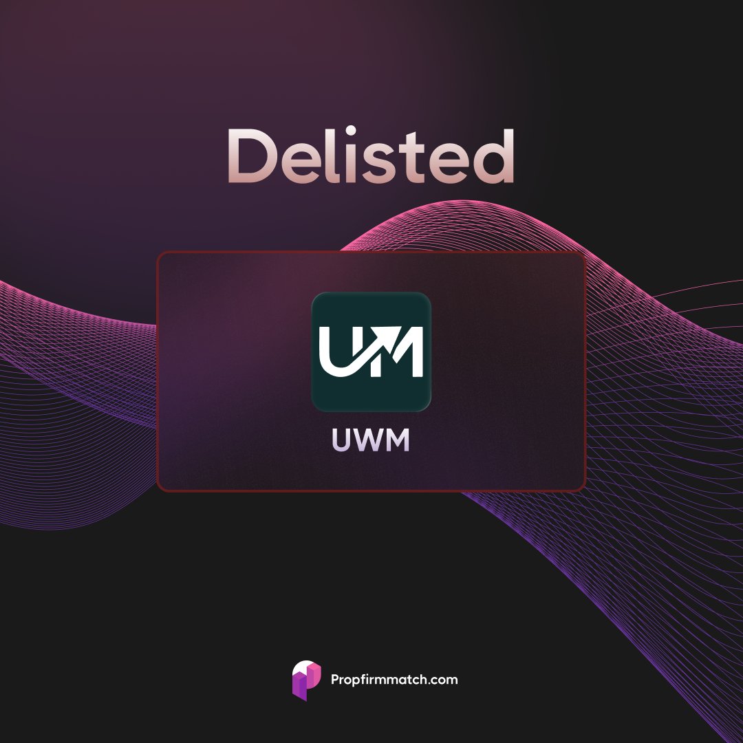 - @UWMTrading is delisted from Propfirmmatch.com. We have recently received several reports of payout denials where the firm has been unable to provide evidence of clear rule violations to the trader. We reached out to the firm in an attempt to resolve the cases or obtain…