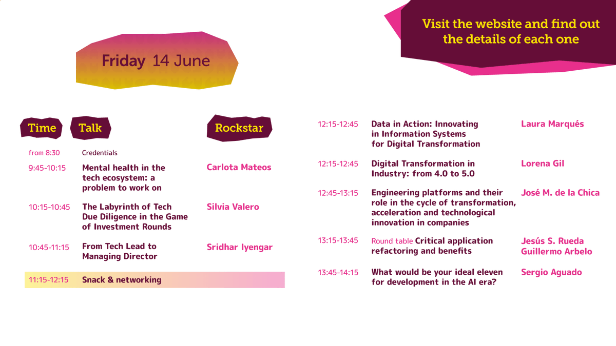 Check the #CTOSummit agenda ctosummit.geekshubs.com/schedule/ See you in Las Rozas!!