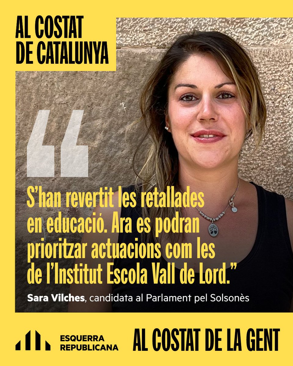 🔁 S'han revertit les retallades en educació 👨‍🏫

Ara es podran prioritzar actuacions com les de l'Institut Escola Vall de Lord.

🟡🗳 Aquest 12 de maig, #GuanyaCatalunya ✊