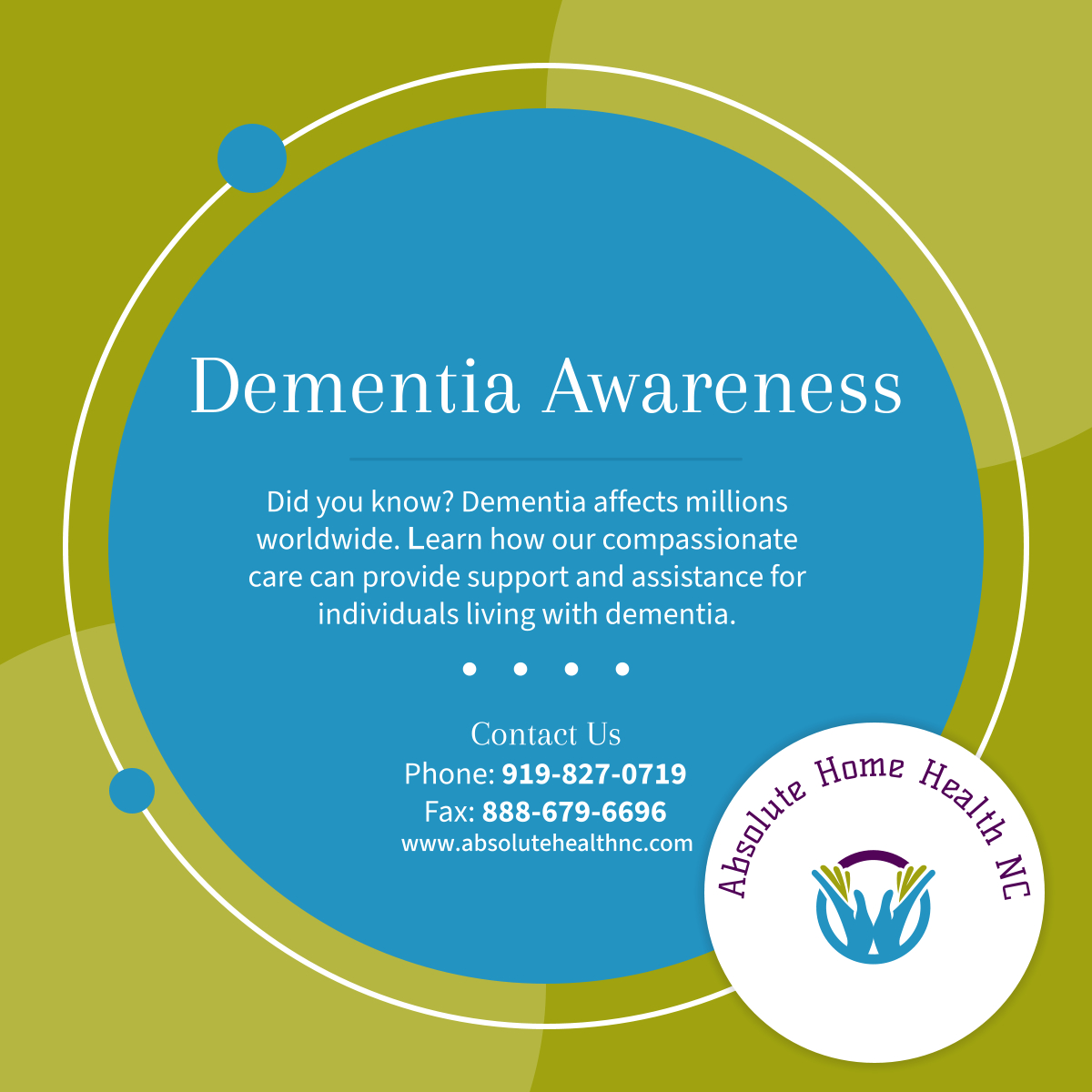 Raise awareness about dementia and the importance of supportive care. Share this post to spread knowledge and understanding.
 
#HomeHealthCare #RaleighNC #DementiaAwareness