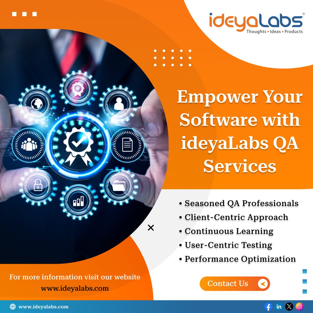 'Elevate your digital solutions with #ideyaLabs' passion for quality assurance. Our seasoned #QA professionals and client-centric approach ensure the reliability and robustness of your software. Experience the #ideyaLabs difference today! #QualityAssurance #SoftwareDevelopment