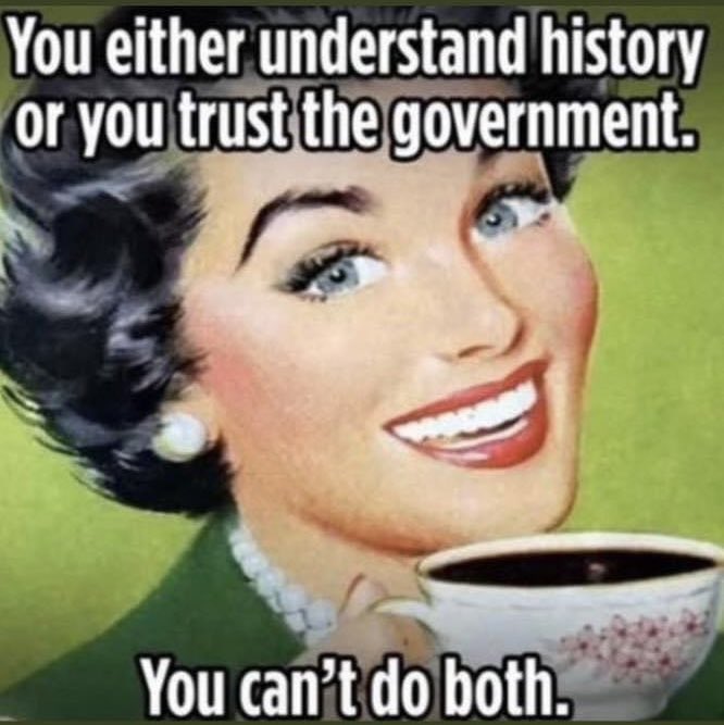 Knowing and understanding are two different things.. so you must know and understand history to know that our current government must not be trusted.