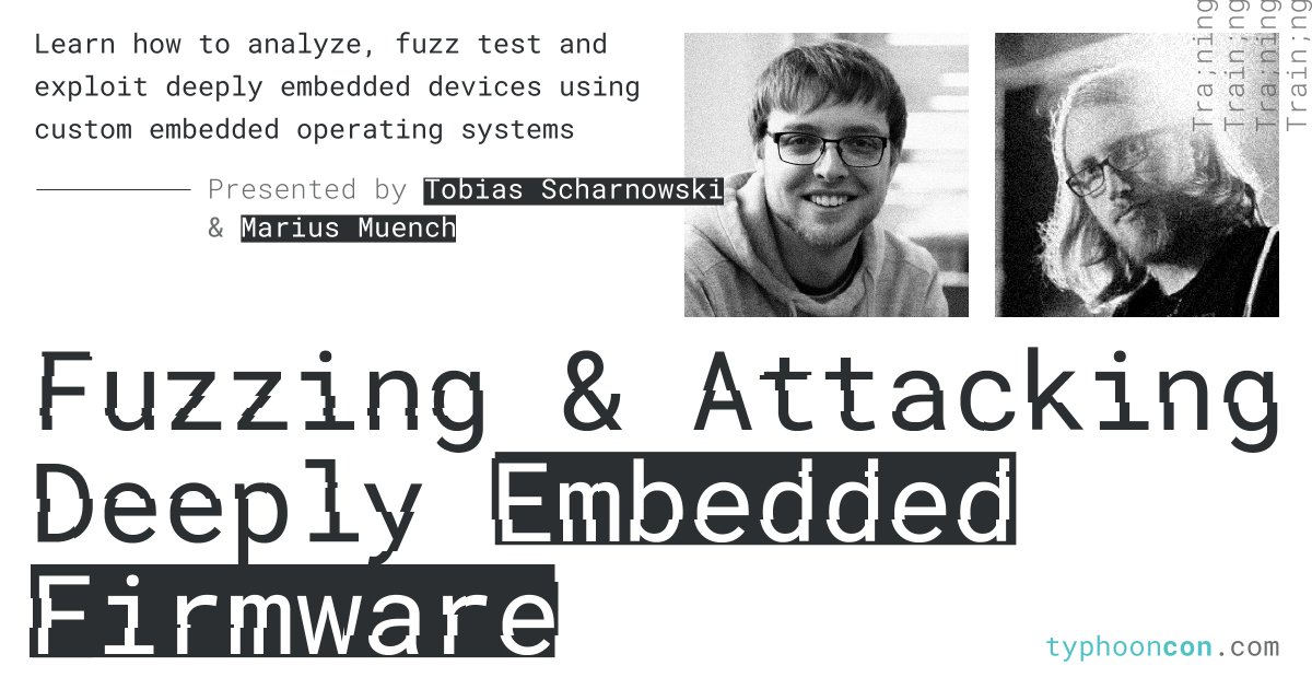 We still have seats left in our upcoming @typhooncon training! Come and learn about emulation, rehosting and fuzzing with us. Fun fact: When creating this training, we accidentally discovered a new vulnerability (CVE-2023-48229). More infos and signup: typhooncon.com/blog/conitems/…