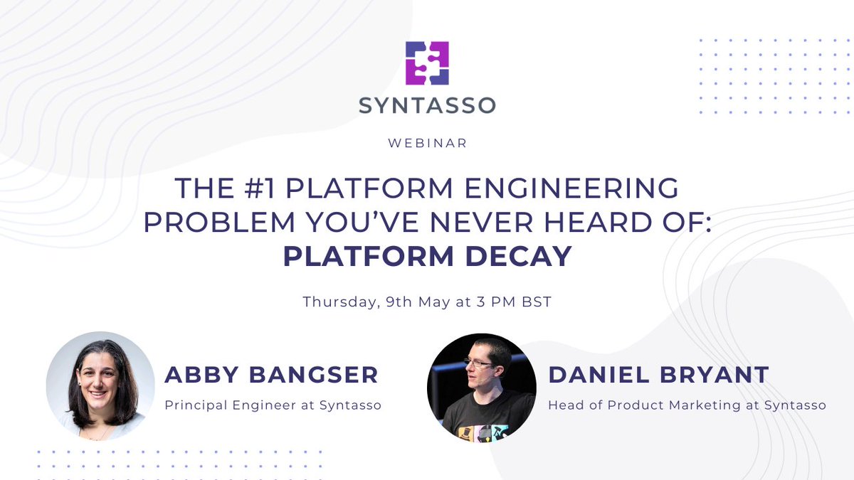 Join @a_bangser and @danielbryantuk tomorrow (Thursday, May 9th) at 3pm for a webinar covering 'The #1 Platform Engineering Problem You've Never Heard Of: Platform Decay' bigmarker.com/orbitalx-webin…