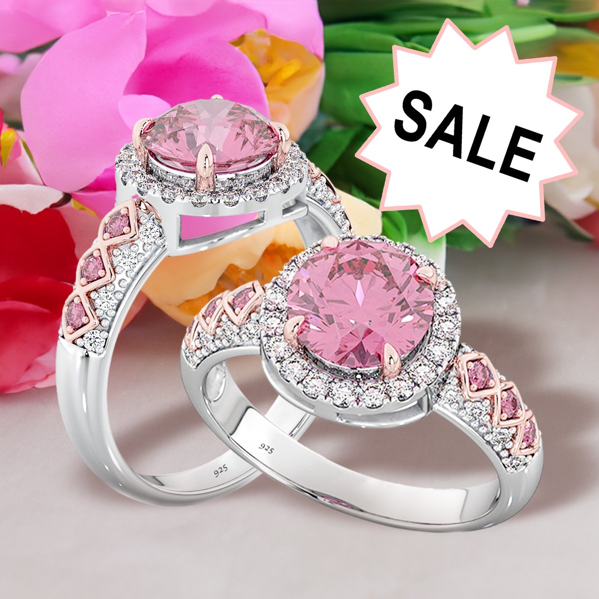 💍✨ Now on sale at BestToHave! ⏳Limited time offer! Get yours here - bit.ly/2JEjI0R #JewelrySale #SterlingSilver #HaloRing #PinkSapphire #SaleAlert #BestToHave #FashionDeals