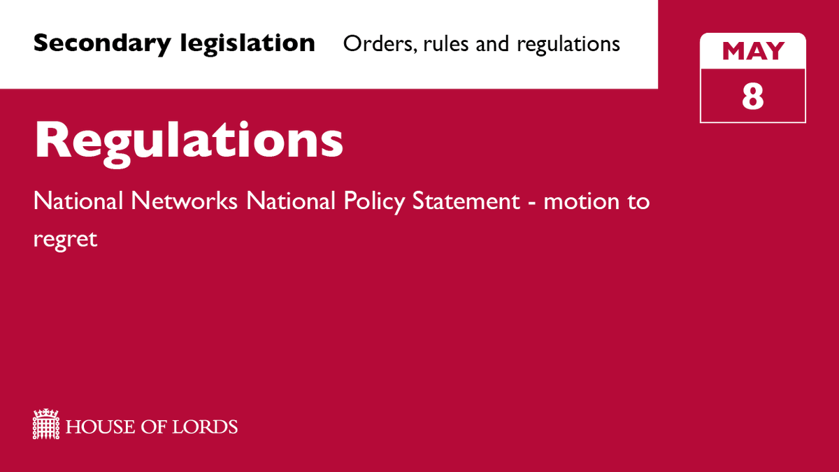 @HouseofCommons @Channel4 Later, road and rail development is on the agenda as members quiz government on the National Networks National Policy Statement in a ‘motion to regret’ put forward by @tonyberkeley1.

➡️ Watch #HouseOfLords online at the link in our bio