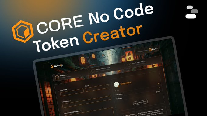 BREAKING 🚨: No Code Token Creator on #CORE has been launched by @Bonsai3_io! The time of Coding has been passed, It's now No-Code Era and Bonsai is here No need Code? Launch on #CORE with 0 Code! $PARAM $BUBBLE $TRIP $BEYOND @Cookie3_com $DROIDS @limewire $SOMO $PIXIZ $SKR