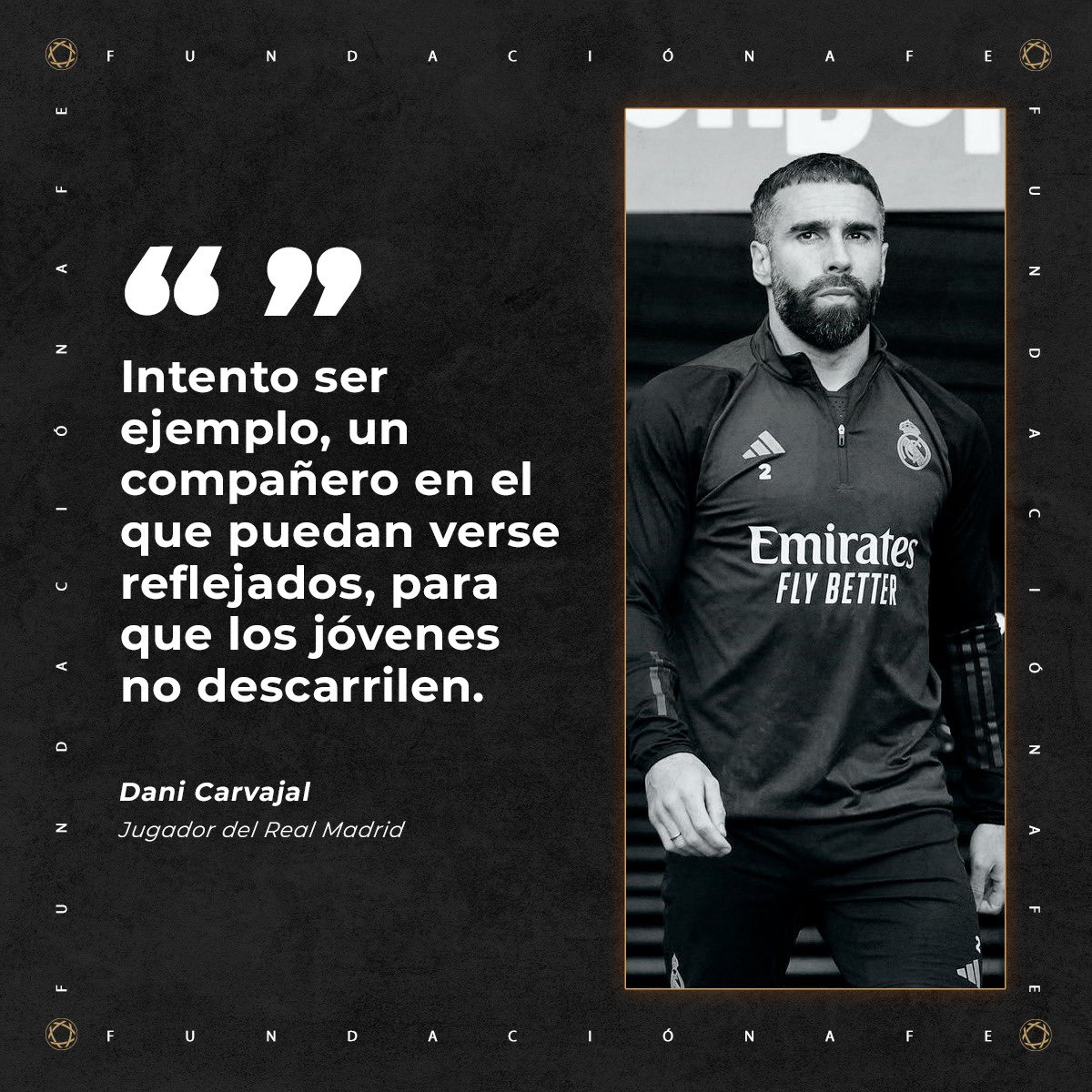 💬 'Intento ser ejemplo, un compañero en el que puedan verse reflejados, para que los jóvenes no descarrilen'. 👏🏼 Palabra de capitán. @DaniCarvajal92 sigue haciendo historia y hoy disputará su novena semifinal de Champions League en diez años con el @realmadrid.