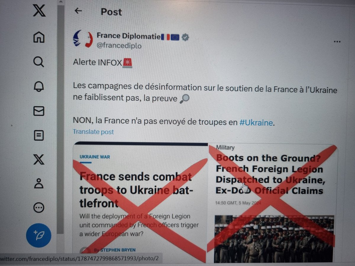 La #LégionEtrangère instrumentalisée sur les réseaux sociaux par des comptes pro-russes qui envoient le #3eREI
en #Ukraine. Fake news démentie par @francediplo 
ainsi-va-le-monde.blogspot.com 
@Emdupuy @emma_ducros @BuissonMlb @ITrippenbach @jwilfridforques @ocoredo 
@VincentCrouzet4