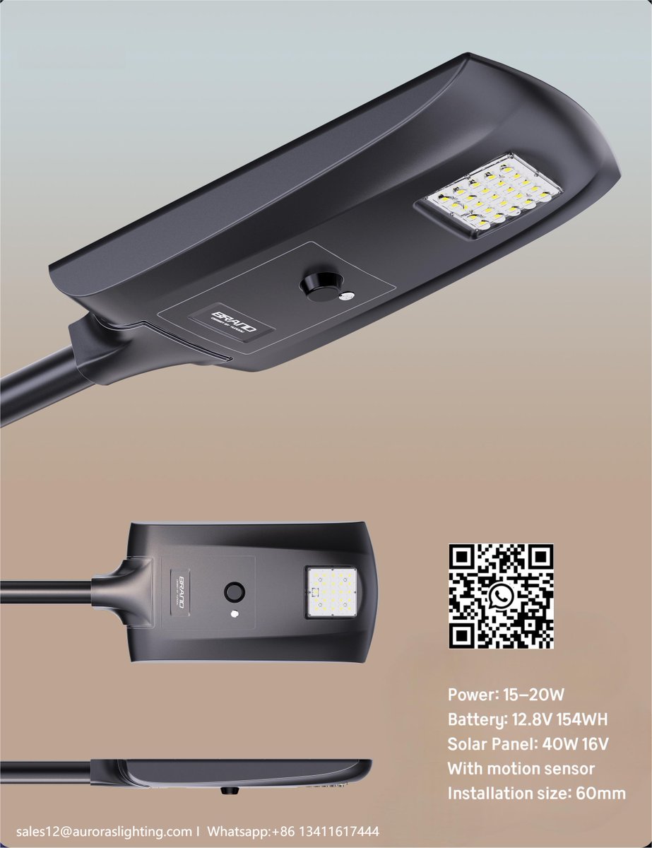 New developed all-in-one solar street light. beautiful appearance.Easy installation.15~20W. with sensor. save more energy.

sales12@auroraslighting.com
Whastapp:+86 13411617444

#solarstreetlight, #allinone, #solarledlight, #solarstreetlightoutdoor, #solarstreetlightpole