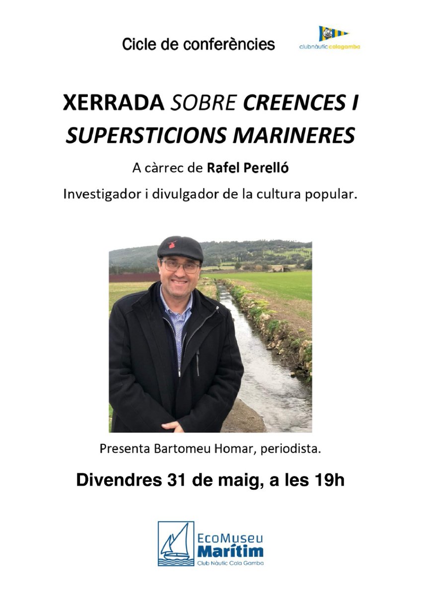 📝T'esperam a l'interessant xerrada sobre creences i supersticions marineres a càrrec de Rafel Perelló!