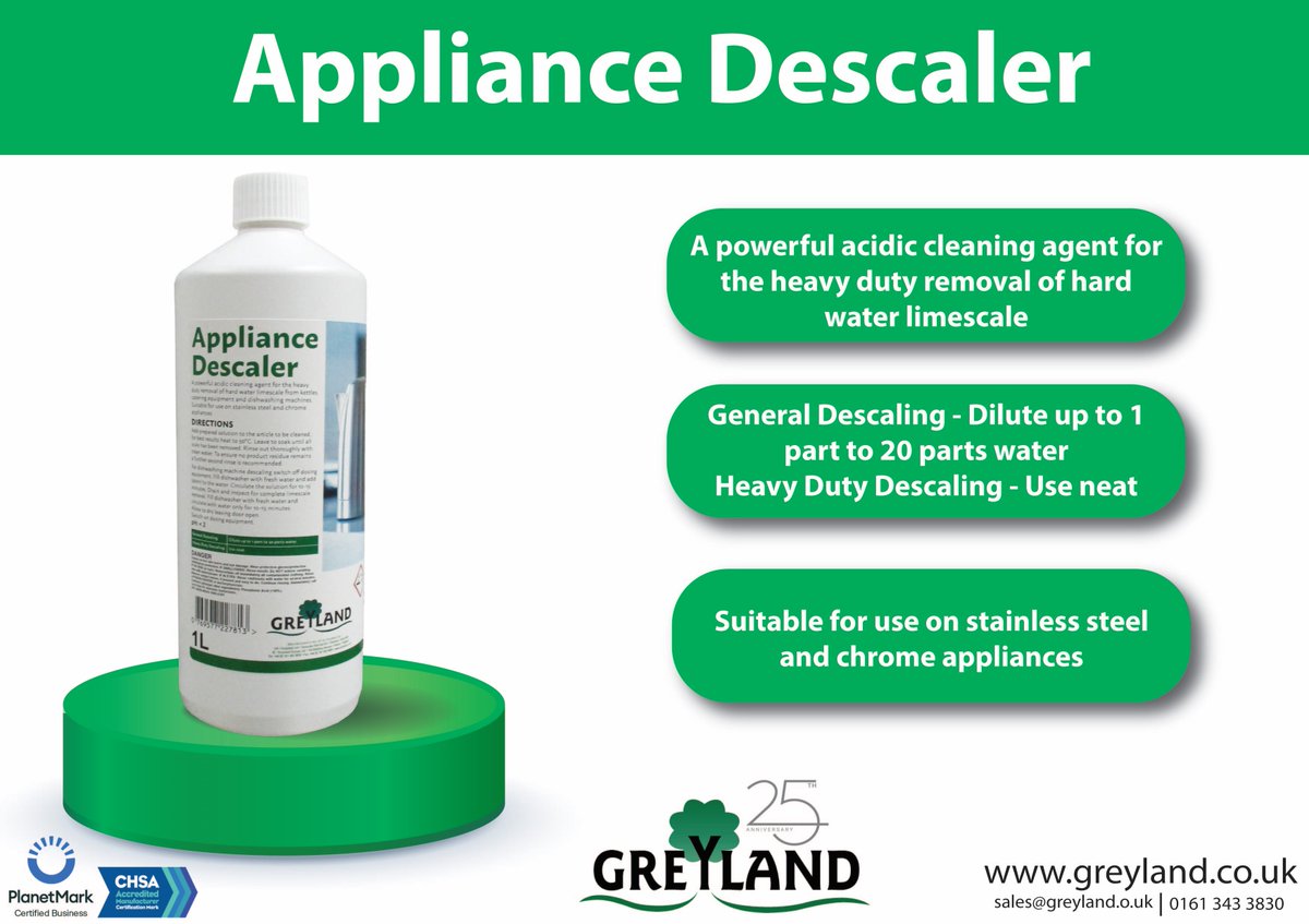 Our new Appliance descaler is the perfect product to help you tackle hard water limescale from appliances such as kettles. For more information, visit our website: lnkd.in/dipFG8tg #greyland #appliancedescaler