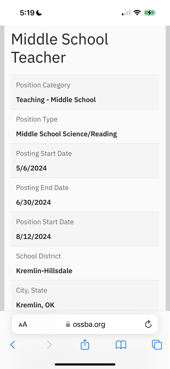 CrystalSzy's tweet photo. Great mid-level teaching opportunity in northwest Oklahoma. #oklaed https://t.co/vjrvWp3Kt2