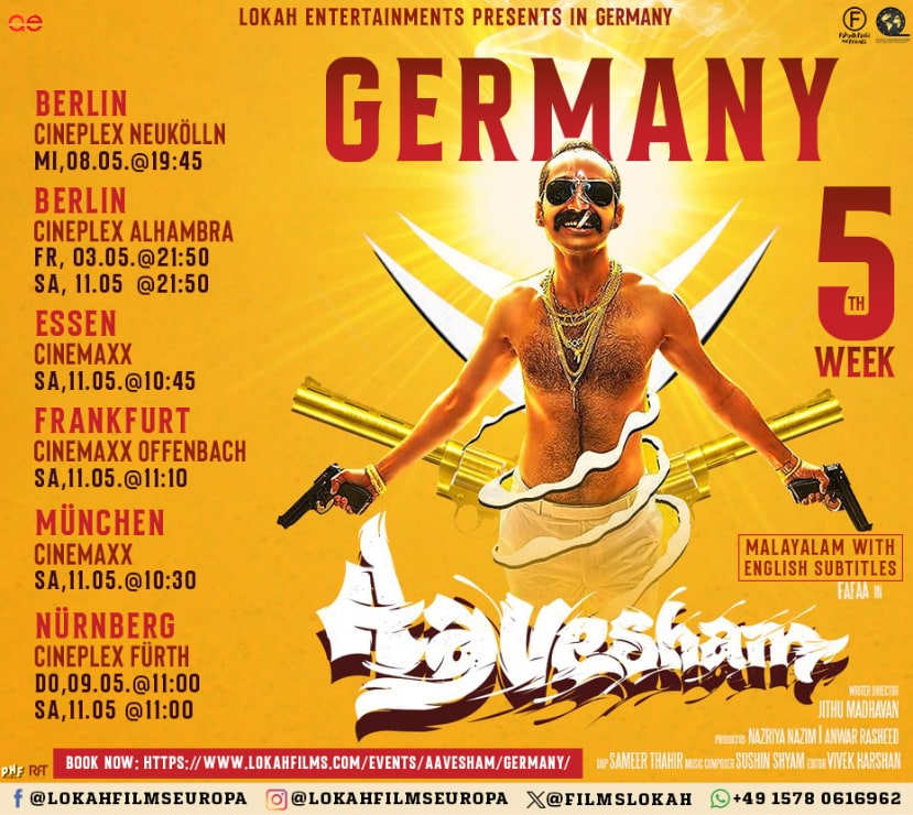 #Aavesham 5th Week in Germany @AbGeorge_ @BOSouthIndian @Forumkeralam2 @ForumReelz @JaseelMhd_GOAT @MalayalamReview @MollywoodBo1 @Southwoodoffl @U4Cinema @PharsFilm @FilmsRft