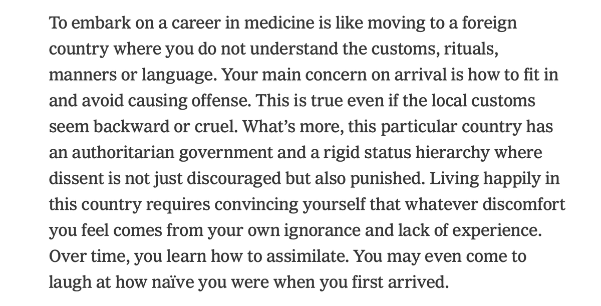 Sobering article on the culture of medicine, how it is hard to speak up about questionable practices or even recognize them as such. '''....groupthink, the forces of social conformity are especially powerful in organizations that are driven by a deep sense of moral purpose'.