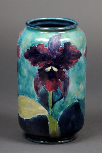 The Iris is said to be named after the Greek goddess of the rainbow, reflecting the wide variety of colours found in the 310 different species. This beautiful Moorcroft vase from the Barnsley Museums collection features the 'Iris' design which was very popular in the late 1910s.