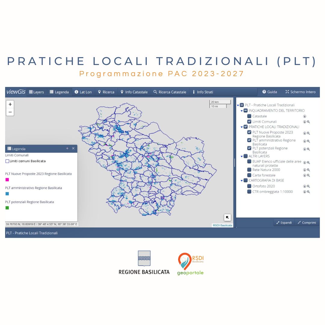 Pubblicato un nuovo progetto WebGis; da oggi, nei Servizi in Linea della RSDI, troverete il progetto dedicato alla Carta delle Pratiche Locali Tradizionali (PLT) realizzata secondo la Programmazione PAC 2023-2027.
🔗rsdi.regione.basilicata.it/pratiche-local…
<a href="/regbasilicata/">Regione Basilicata</a>