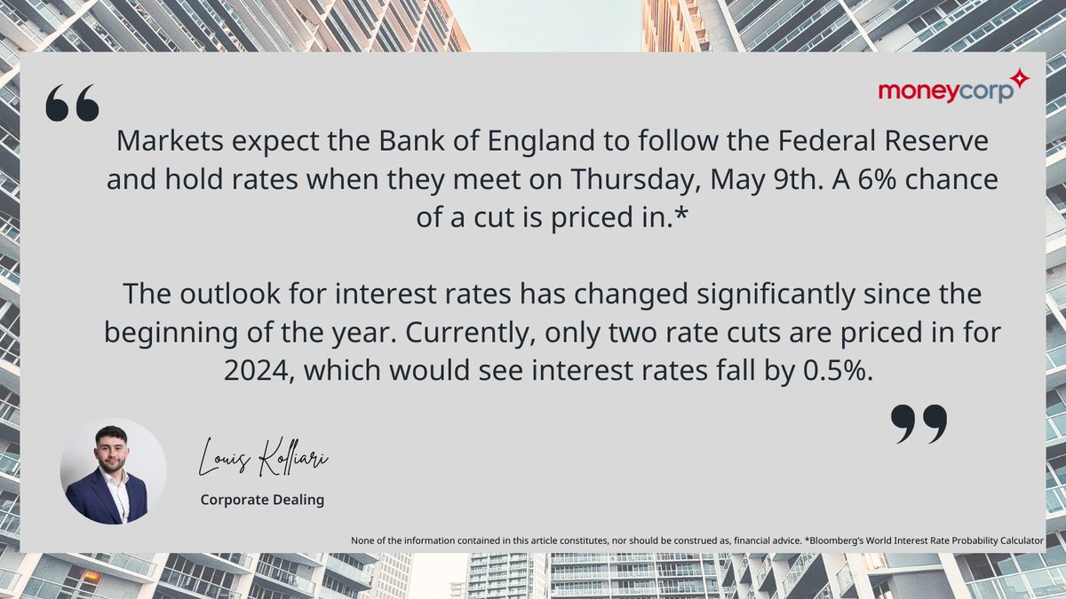 Will the outcome of the Bank of England's meeting on Thursday cause movement for the pound? Dive into Louis Kolliari's thoughts from the dealing desk below and read the full economic update here: moneycorp.com/en-gb/news-hub… #InterestRates #ForexTrading