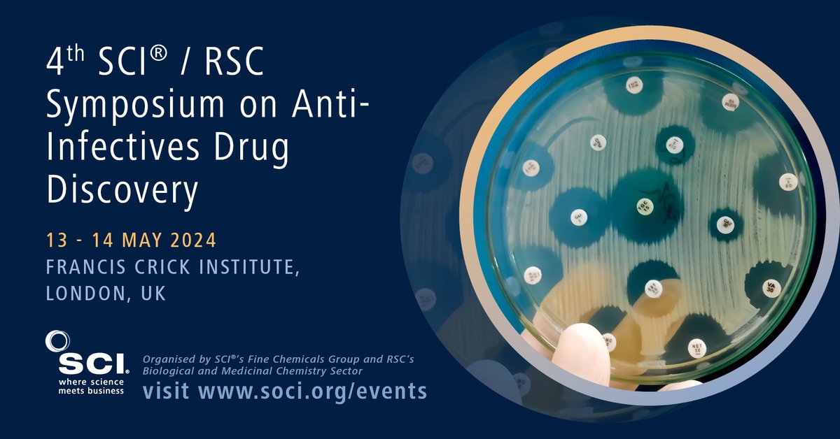 📢 Last chance to register - Registration closes on Thursday 9 May at 12.00pm! okt.to/yS26pq This two-day symposium will examine the latest advances in anti-infectives drug discovery from a medicinal chemist’s perspective. #Antimicrobials #AntiInfectives24