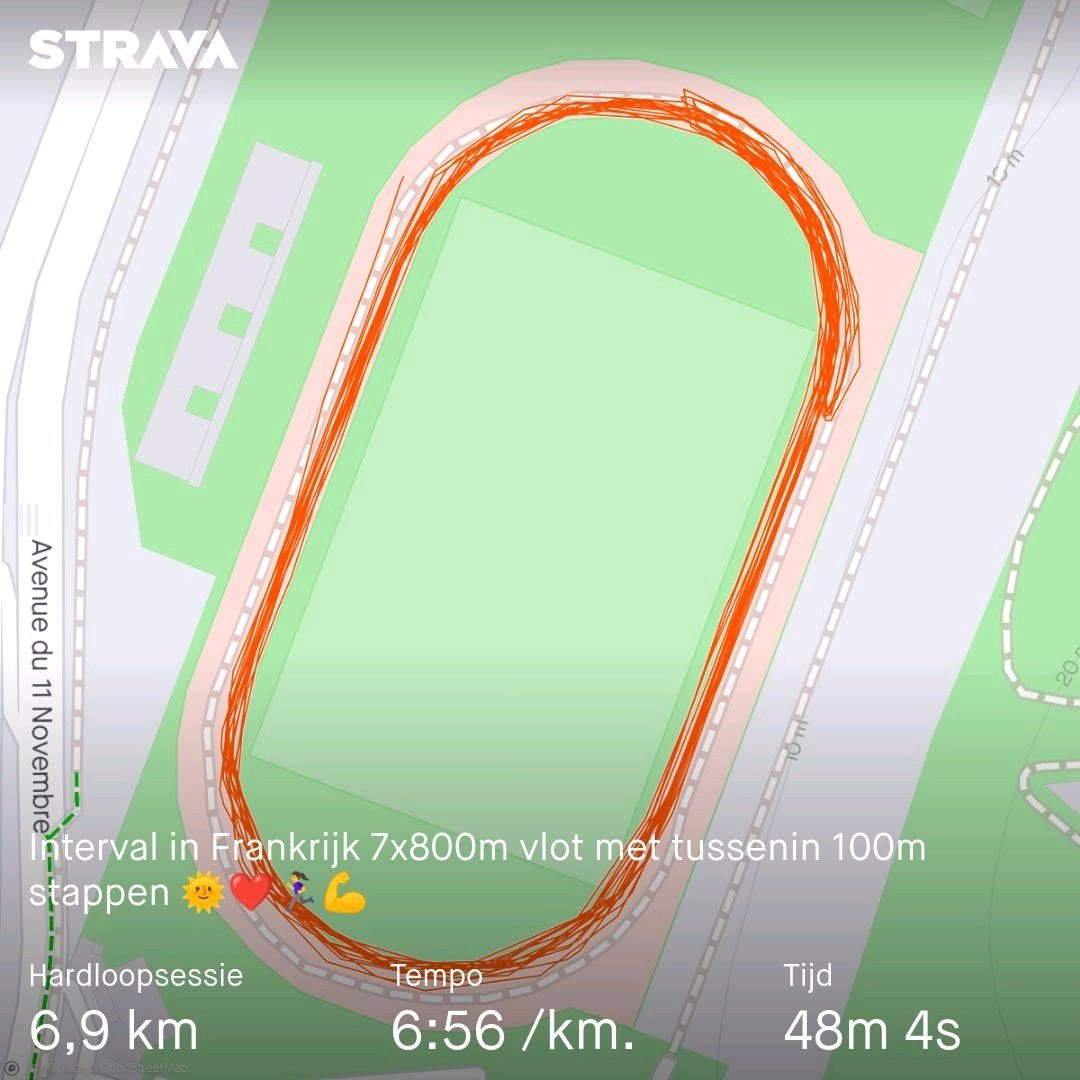 Intervaltraining vandaag in de voormiddag. Meer dan 10 km/u gelopen en zelfs 11 km/u 😊 @loopmaatjes @hardloopvriend #hardlopen #lovehardlopen #running #loverunning #sportenmeteenbeperking