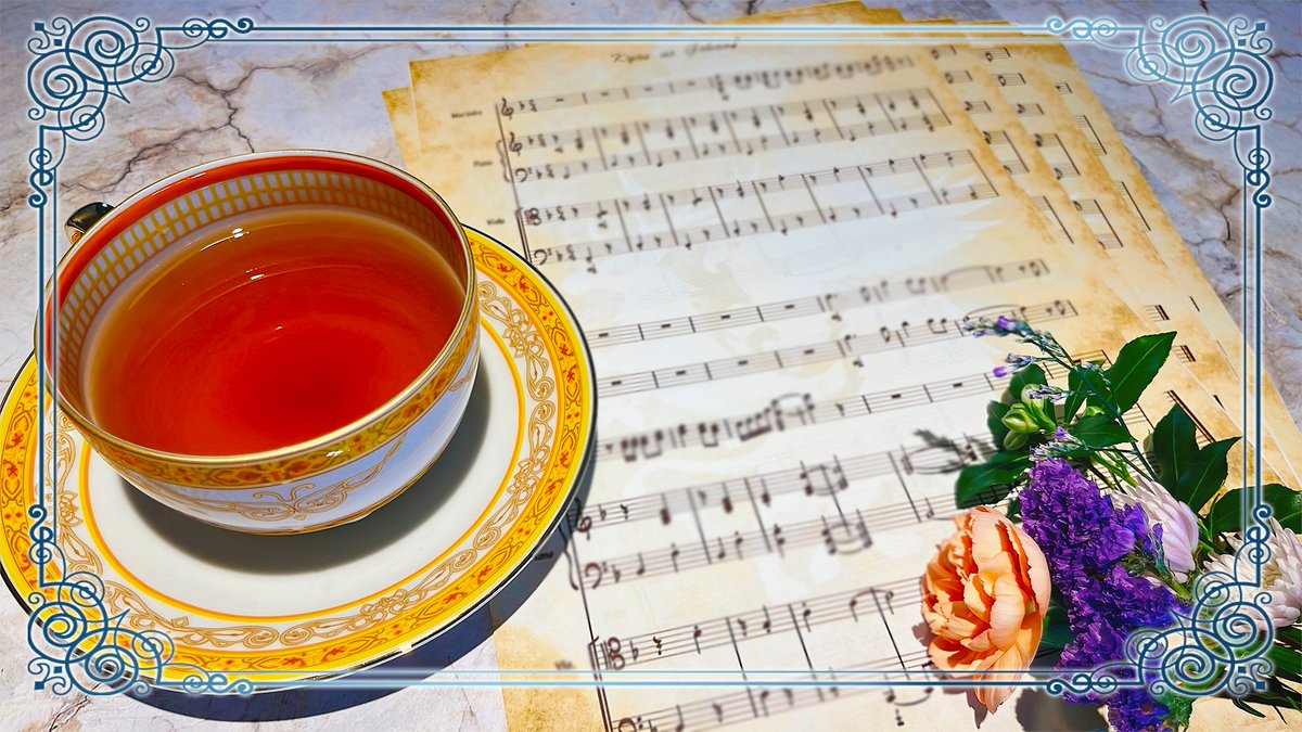 【FE風花雪月】 竪琴の節9の日
アネット＝ファンティーヌ＝ドミニクの誕生日です。写真の楽譜はアネットに縁ある曲のものですが、何の曲かお気づきでしょうか？贈り物：楽譜集、お祝いの花／紅茶：アップルティー
#FE3H #FE風花雪月