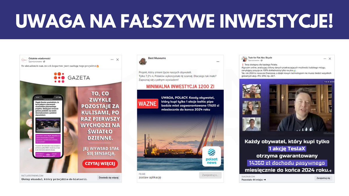 Cyberprzestępcy zamieszczają reklamy fałszywych inwestycji w mediach społecznościowych, w których wykorzystują wizerunki znanych instytucji. Zespół @CSIRT_KNF zgłosił w marcu 964 fałszywe reklamy i 3428 niebezpiecznych domen, które związane były z fałszywymi inwestycjami.…