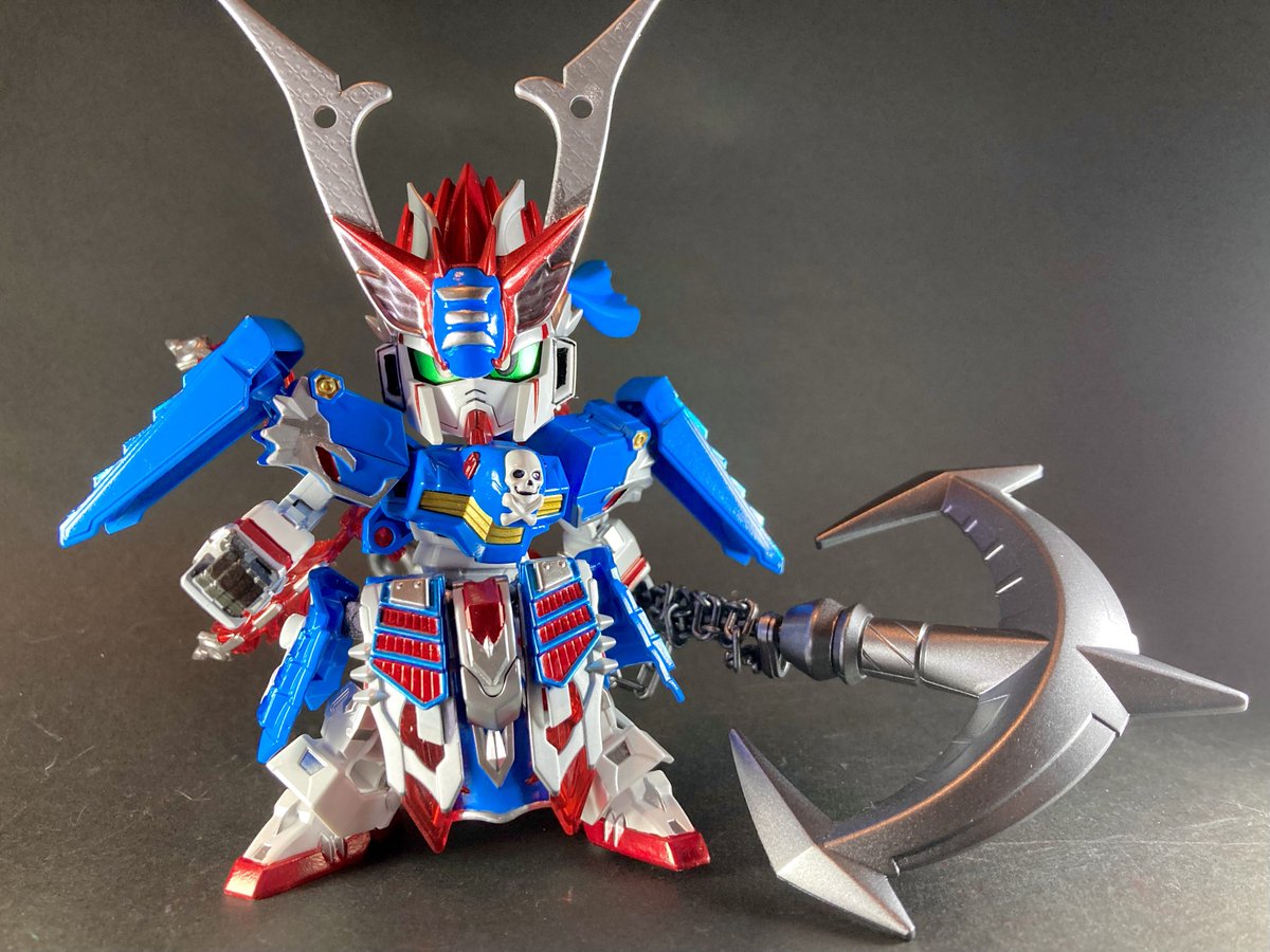 オリジナル戦国武将SDガンプラの村上海賊🏴‍☠️武慶クロスボーンガンダムX3のデカい錨⚓パーツ、ダンボール戦機LBXトリトーンの武器を使ってます！