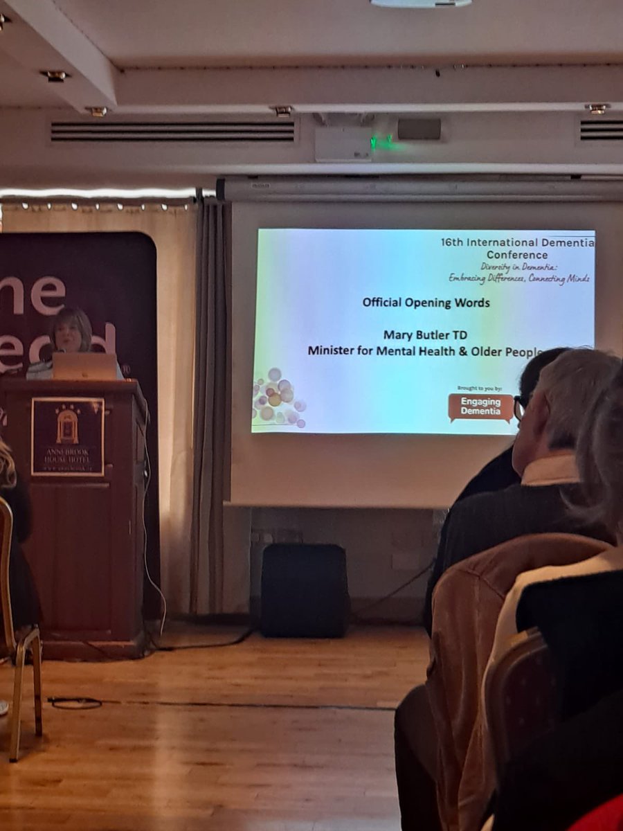 Minister Mary Butler delivers an opening address recognising the need for a diverse range of supports relevant to the stage and type of dementia #16dementiaconference @MaryButlerTD @ProfLawlor @EngagingDemIrl