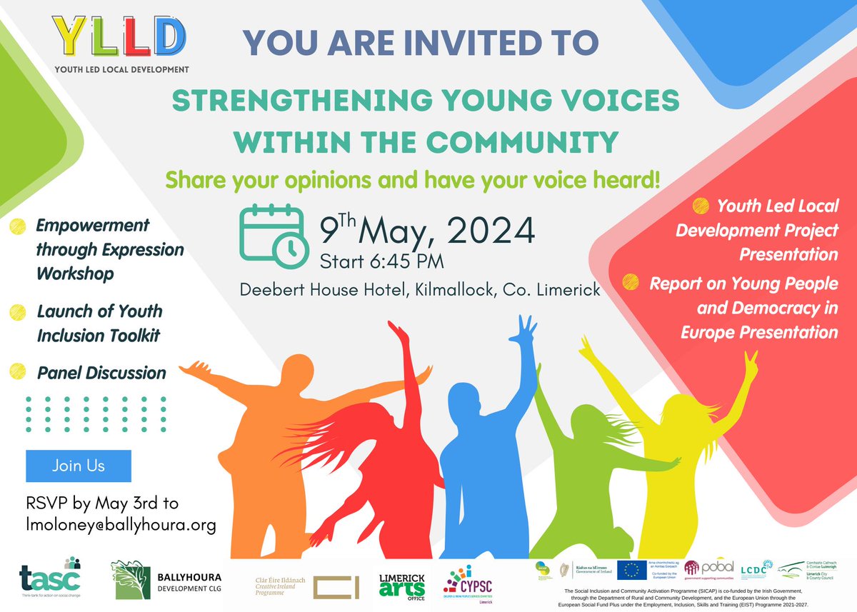 Join us for an evening of empowerment and inspiration as we strengthen young voices in our community! 🌍✨ #YouthEmpowerment #CommunityDevelopment #Ballyhoura #YouthVoices #ErasmusProject #LocalDevelopment #YouthInclusion #YouthLeadership